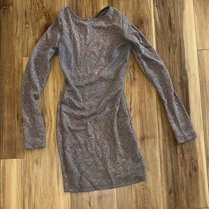 Elegant Silver Long Sleeve Dress